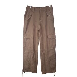 Tilly's RSQ Women's Cargo Pants S Brown Cotton Utility Pockets Drawstring Hem